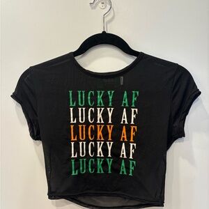 Spencer's St. Patty’s Day Lucky AF Mesh Top
